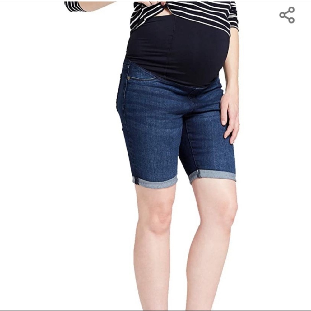 Isabel maternity bermuda denim shorts size 16 blue